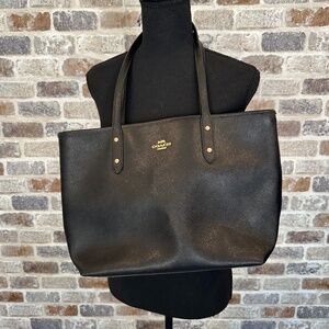 Black Leather Coach Shoulder Bag